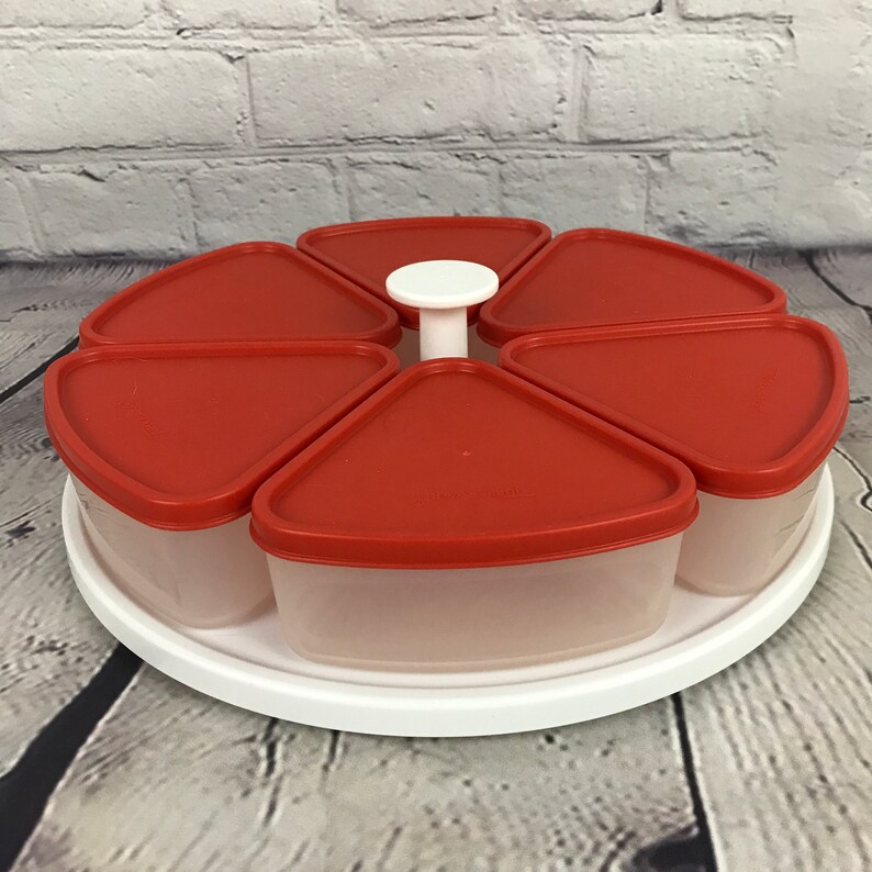 Vintage Tupperware Modular Wedge Mates Storage w/ Lazy Susan Etsy