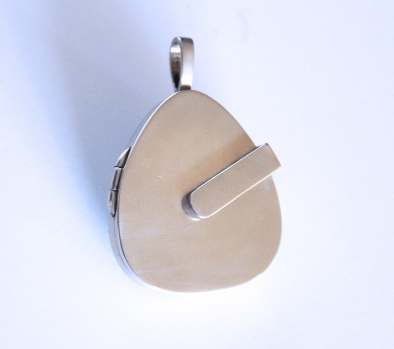 Guitar pick locket sterling silver matte finish Etsy