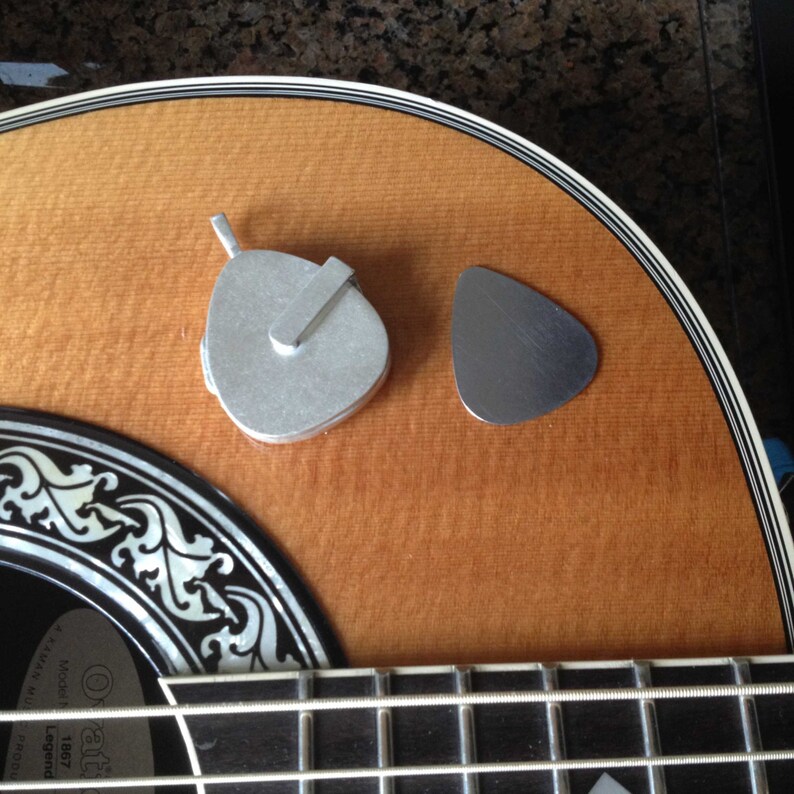 Guitar pick locket sterling silver matte finish Etsy