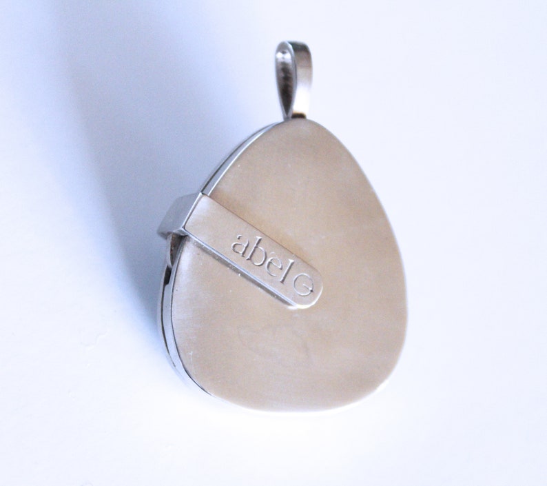 Guitar pick locket sterling silver matte finish Etsy