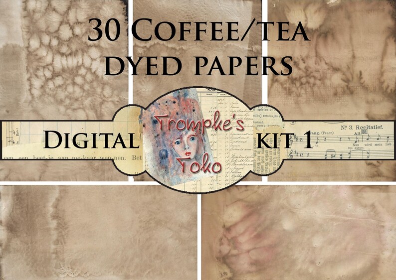 Digital Coffee/tea Dyed Papers Kit1 , 30 A4 Sheets - Etsy