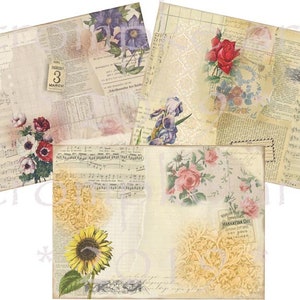 Digital 14 A4 pages Collage/Journal kit Flower Fun image 2