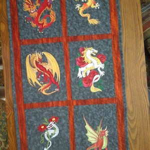 Quilted Wall Hanger Chinese Dragons F 102