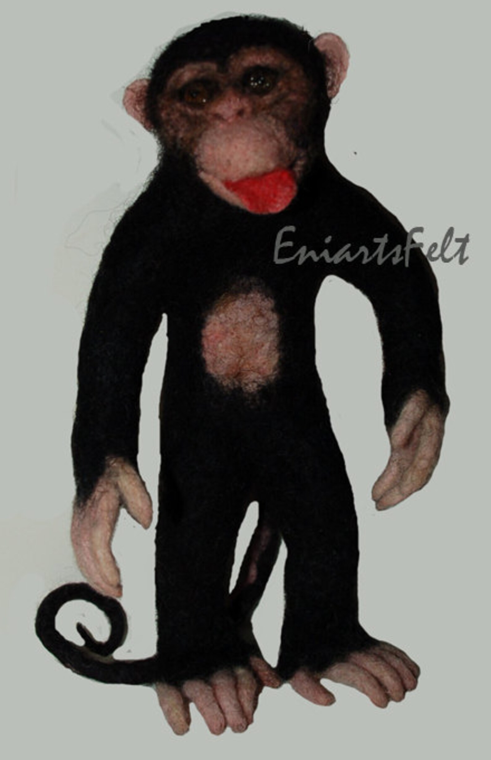 Unique Needle Felting Monkey Sculpture , Felted Collectibles Animals