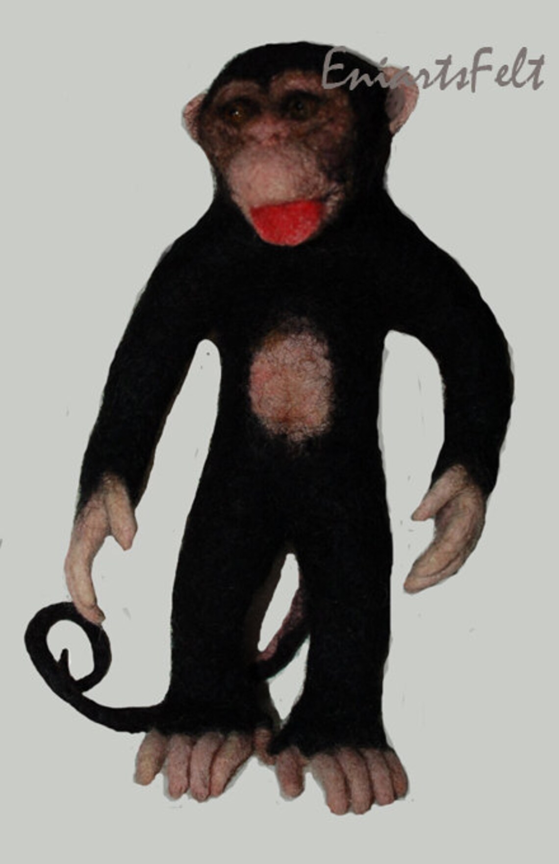 Unique Needle Felting Monkey Sculpture , Felted Collectibles Animals