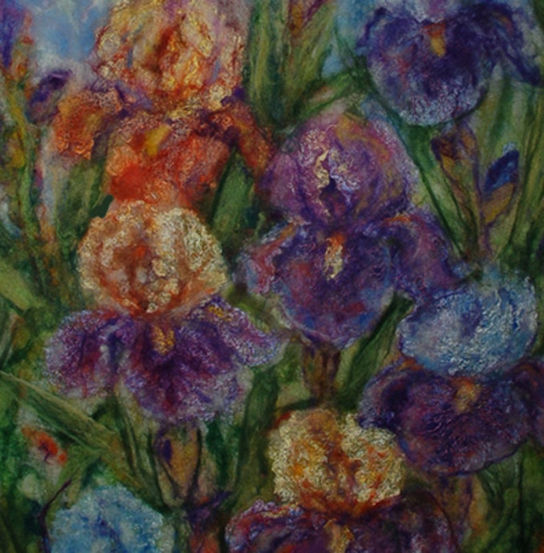 Felted Painting Felt Irises Painting Wet Felting Picture Etsy