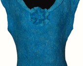 Felt art blouse , Felt turquoise blouse , Women blouse ,Felt fashion , Felt clothing , Felt garment , Wet felting and free stitching , OOAK