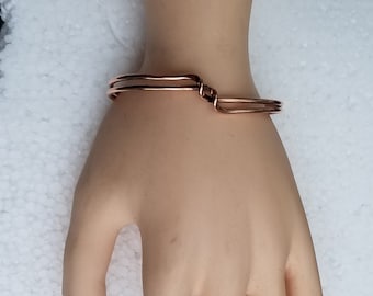 Copper double wave cuff bracelet