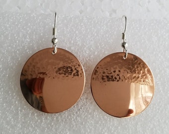 Hammered copper earrings