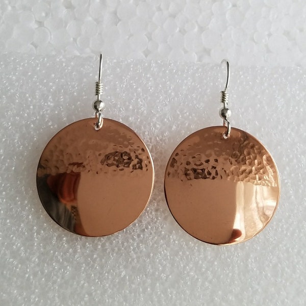 Hammered copper earrings