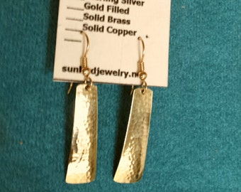 Solid Brass Hammered Earrings