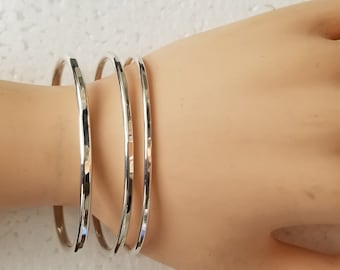 Hammered sterling silver cuff bracelet
