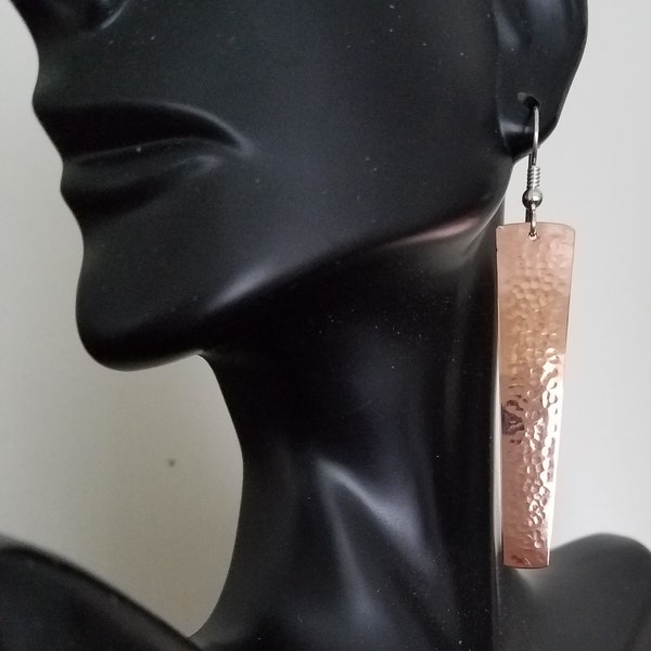 Solid copper hammered earrings