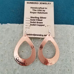 Solid Copper Hammered Earrings