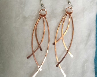 Hammered Copper Dangly Earrings