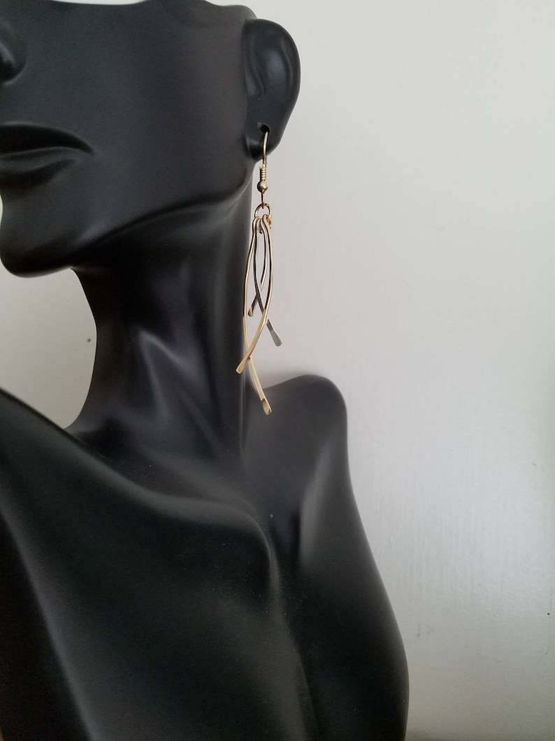 Hammered Dangle Sterling and Gold Filled Earrings