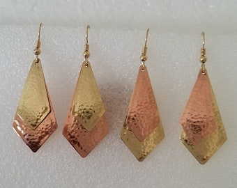 Copper and Brass hammered earrings