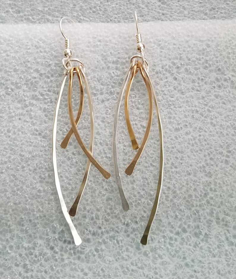 Hammered Dangle Sterling and Gold Filled Earrings
