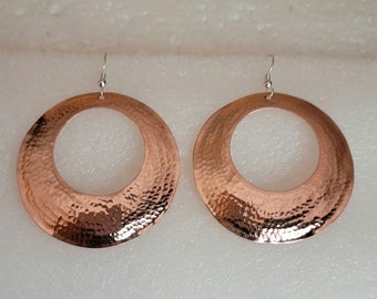Solid Copper Hammered Earrings