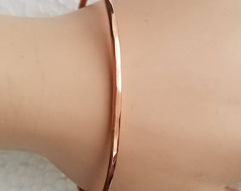 Hammered dainty copper cuff bracelet