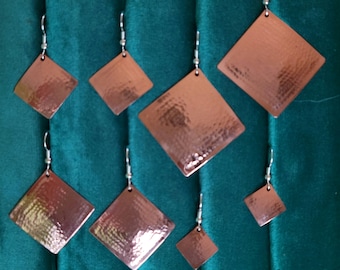 Hammered copper earrings