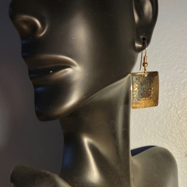 Hammered brass earrings