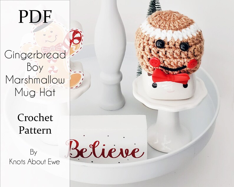 Marshmallow Mug Hat PATTERN PDF Crochet Gingerbread Boy Etsy