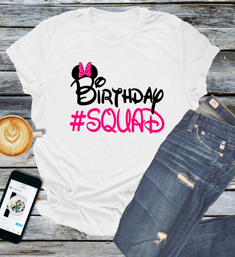 Mickey Mouse Birthday Squad Shirt Personalized Tee Minnie Disney World Family Vacation Trip Name Party Shirt Epcot Magic Mom Dad Boy Girl