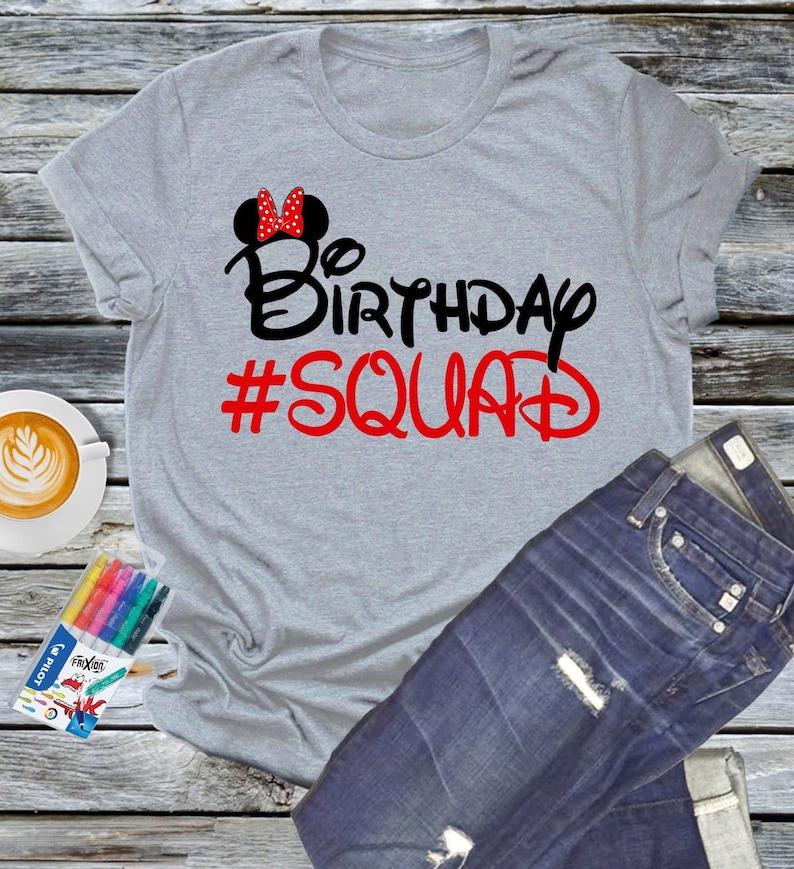 Mickey Mouse Birthday Squad Shirt Personalized Tee Minnie Disney World Family Vacation Trip Name Party Shirt Epcot Magic Mom Dad Boy Girl