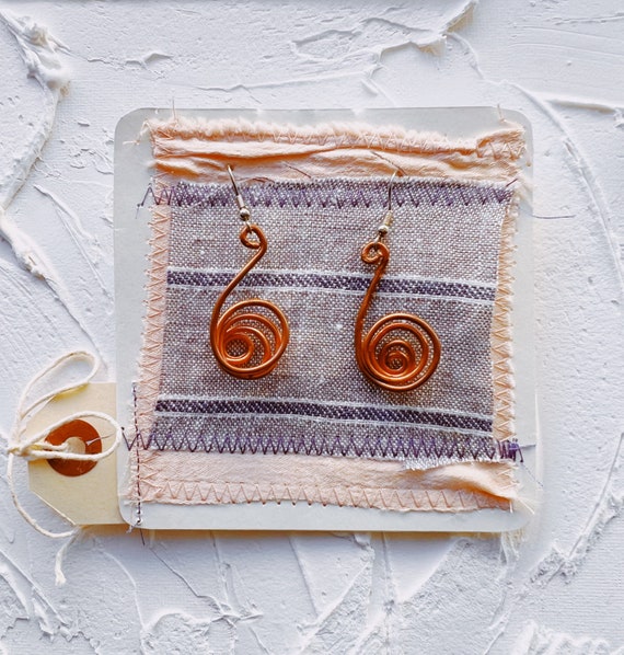 This Time Around Earrings | copper spiral handmade
