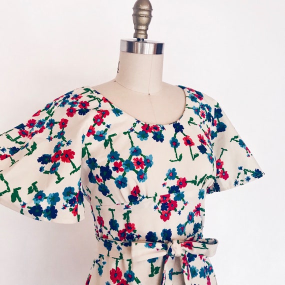 Garden Etch a Sketch Dress | vintage 1970s floral… - image 3