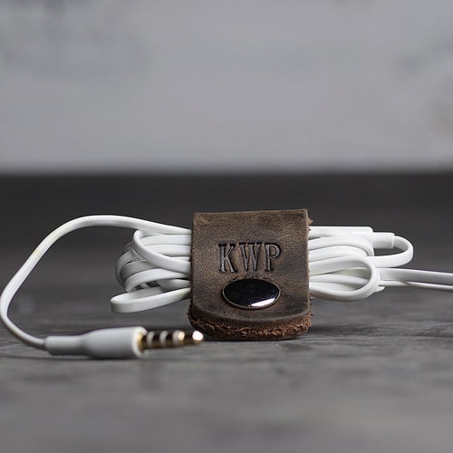 Personalized Leather Cord Wraps Headphone Holder Cable Etsy