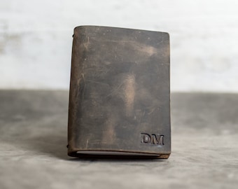 paper with dotted lines for writing REFILLABLE Personalized Leather Pocket Journal | Small Notebook | Unlined, Lined, Dot, or Graph Paper | Vacation Travel Gift | Valentine's