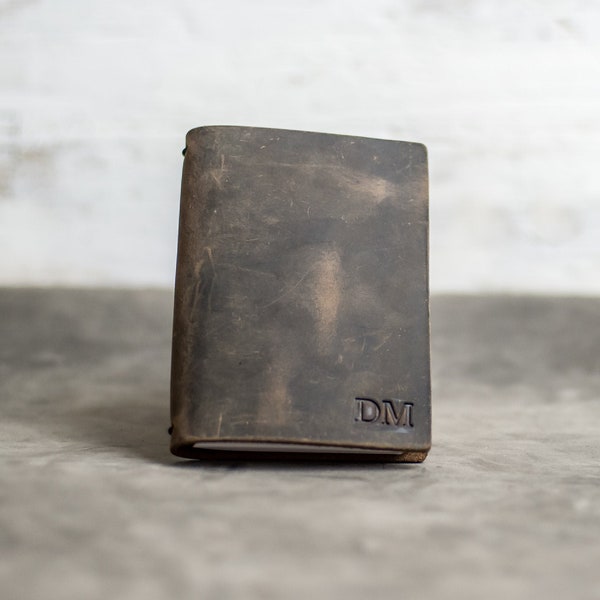 REFILLABLE Personalized Leather Pocket Journal | Small Notebook | Unlined, Lined, Dot, or Graph Paper | Mother's Day Gift