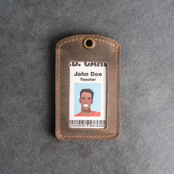 Leather ID Card Holder | ID Badge Holder | Personalized Leather ID Holder | Teacher Appreciation Gift | Mother's Day Gift