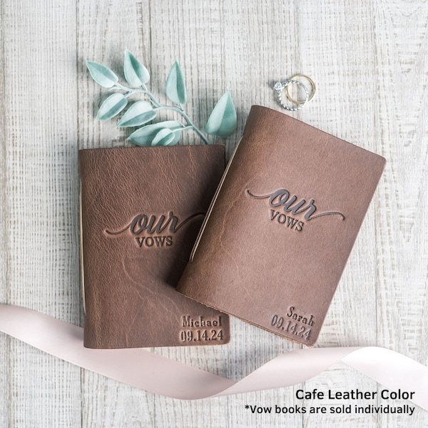 Personalized Leather Wedding Vow Book | Our Vows Stamped with Name and/or Date | Wedding Ceremony Keepsake | Custom Gift