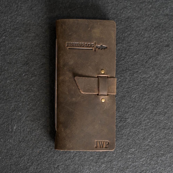 Fishing Log with Buckle Closure - Leather Fishing Journal | Custom Gift | 4" x 8"