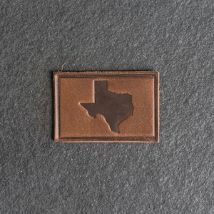 Texas leren patch | Optionele klittenbandsluiting | 3&quot; x 2&quot; rechthoek | State of Texas-patch voor rugzakken, jassen | Aangepast cadeau