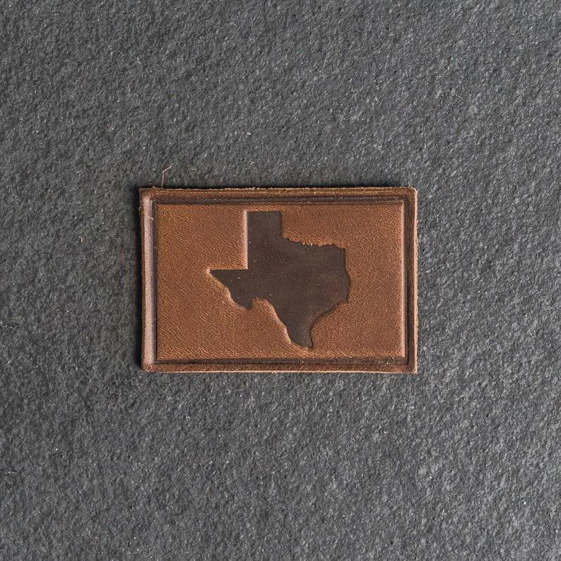 Texas Leather Patch Velcro Option 3 x 2 Rectangle State of Texas Patch for Backpacks, Jackets Mother's Day Gift Cafe