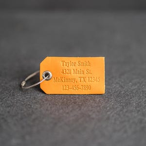 Gepersonaliseerde leren bagagelabels | Aangepaste taslabel voor hem en haar | Zakenreiscadeau | Voorletters, naam, adres, telefoonnummer| Vaderdag