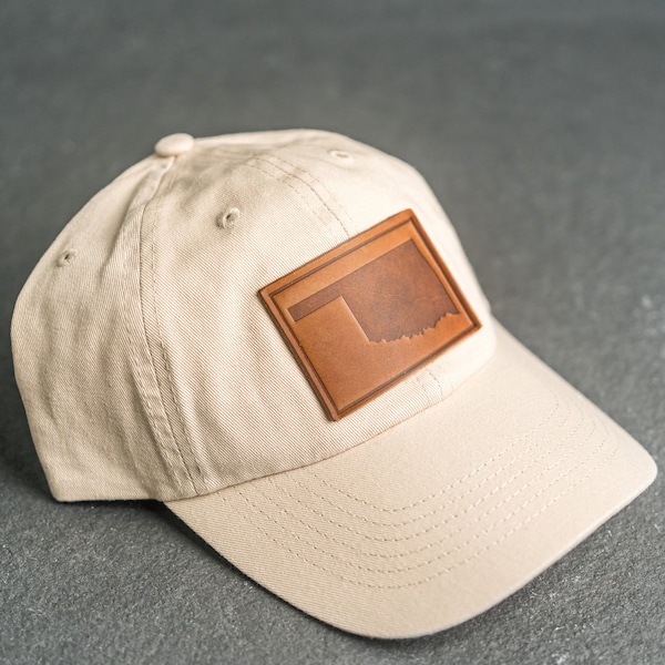 Oklahoma Unstructured Hat | Leather Patch Unstructured Style Hats for Men and Women | State of Oklahoma Apparel | Mom Hat | Mother's Day