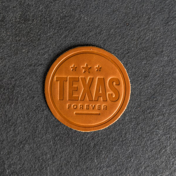 Dessous de verre en cuir Texas Forever | Vendu individuellement ou par lot de 4 | 100 % cuir pleine fleur | Cadeau fête des mères