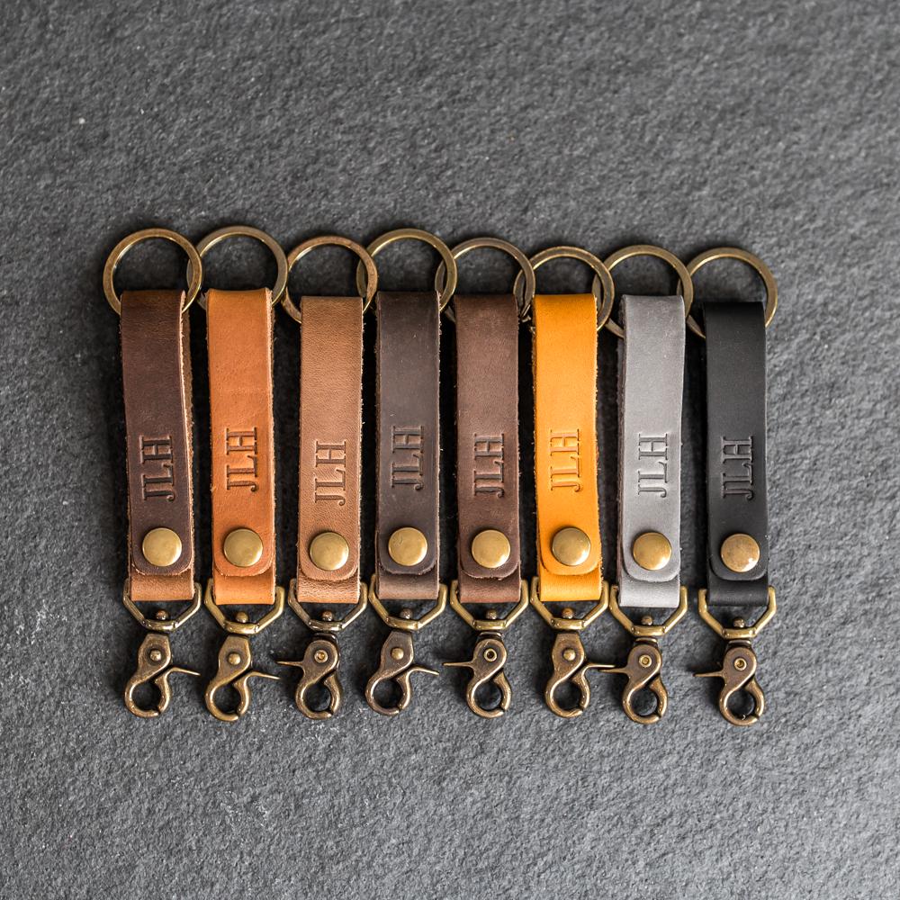 Personalized Leather Keychain | Snap Closure W/ Keyring