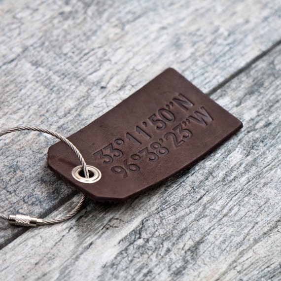 Coordinates Personalized Leather Luggage Tags Customized - Etsy