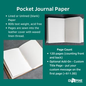 Personalized Leather Pocket Journal | Small Travel Notebook | Mini Sketchbook | 3" x 5" | Custom Gift image 10