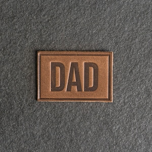 DAD Leather Patch Velcro Option 3 x 2 Rectangle New Dad Patch for backpacks, jackets, and more Mother's Day Gift Cafe