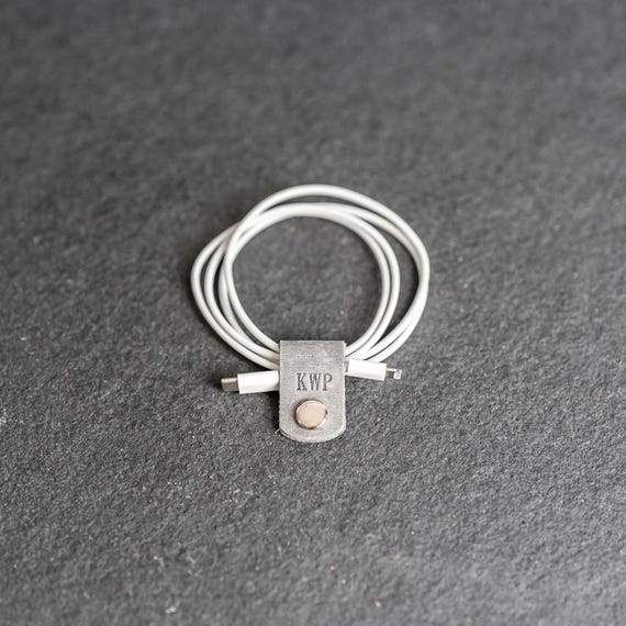 Personalized Small Leather Cord Wraps | Headphone Holder | Cable Organizer | Tech Gift  | Desk Accessory | Mother's Day Gift