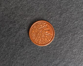 Floral Stamp Leather Magnet