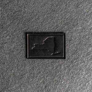 New York Leather Patch Velcro Option 3 x 2 Rectangle State of New York Patch for Backpacks, Jackets, and more Made in the USA Black