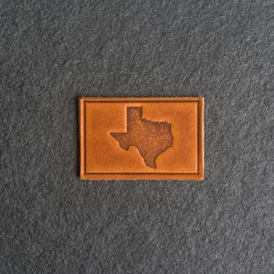 Texas Leather Patch Velcro Option 3 x 2 Rectangle State of Texas Patch for Backpacks, Jackets Mother's Day Gift Natural Dublin